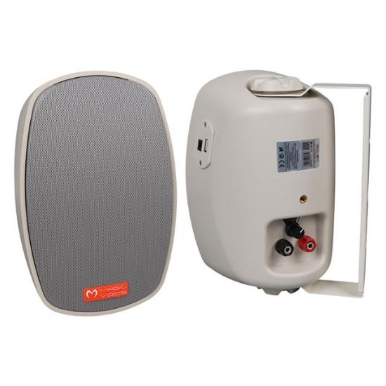 MagicVoice MV-22 12 CM 40 Watt Komütatörlü Hat Trafolu Krem Beyaz Sütun Hoparlör (2'li Takım) resmi