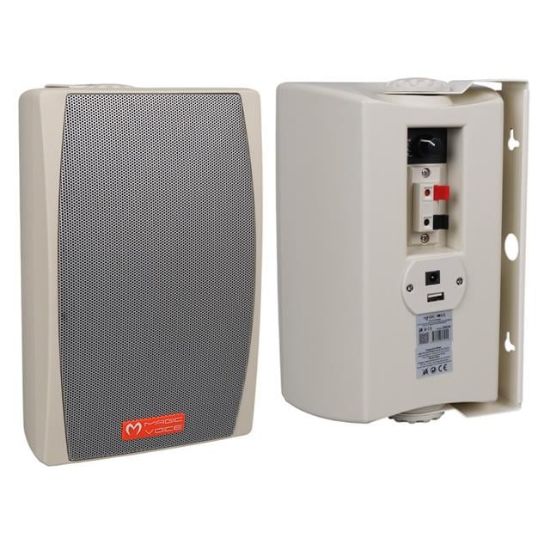 MagicVoice MV-24 13 CM 50 Watt Komütatörlü Hat Trafolu Krem Beyaz Sütun Hoparlör (2'li Takım) resmi