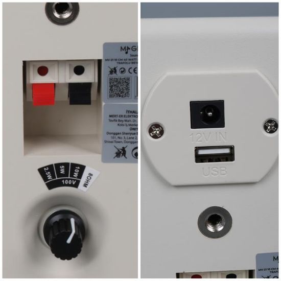MagicVoice MV-21 10 CM 40 Watt Komütatörlü Hat Trafolu Beyaz Sütun Hoparlör (2'li Takım) resmi
