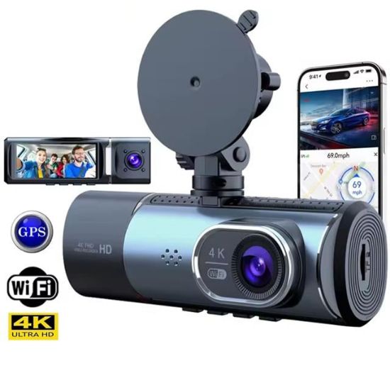 Powermaster PM-27086 3.16" Tft Ekran Çift Kameralı Gps Modüllü Hd Araç Kamerası Dvr (128gb Destekli) resmi