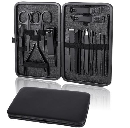 Sunup SN-27099 Siyah Paslanmaz Çelik 18in1 Profesyonel Manikür Tırnak Bakım Seti resmi