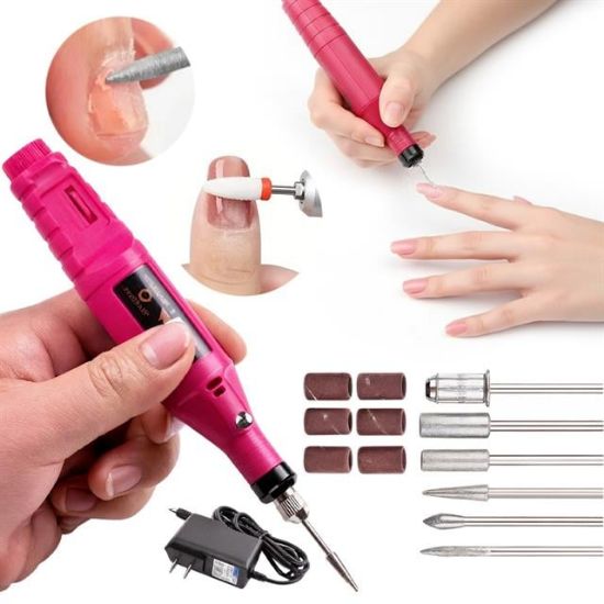 Sunup SN-27091 Hız Ayarlı Tırnak Freze Törpü Manikür Pedikür Seti 6 Başlıklı Elektrikli AC220V resmi