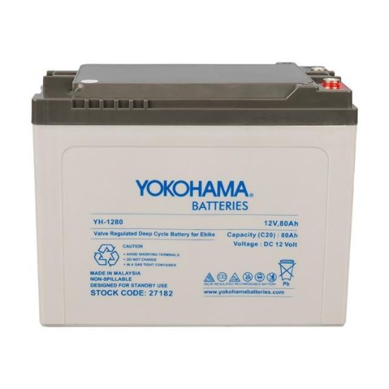Yokohama YH-12.80 12 Volt - 80 Amper Elektrikli Bisiklet Aküsü (175 * 120 * 226 Mm) resmi