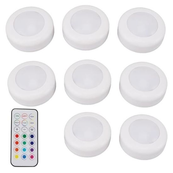 PowerMaster PM-27186 Led Mobilya Merdiven Pilli Aydınlatma 3M Yapışkanlı Kumandalı RGB + 4000K (8'li Paket) resmi