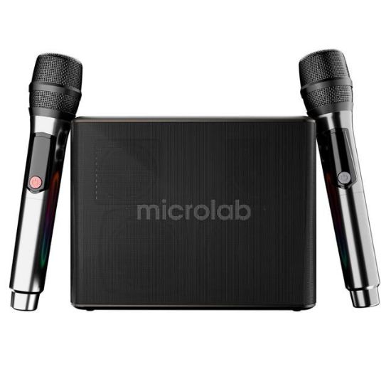 Microlab M60 Vega 100W RGB 2 Adet Kablosuz Mikrofonlu Bluetooth Karaoke Hoparlör (15.000mAh Batarya) resmi