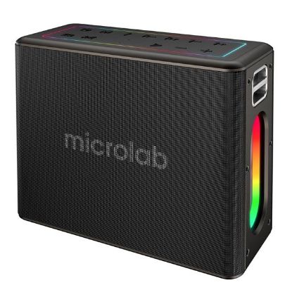 Microlab M60 Vega 100W RGB 2 Adet Kablosuz Mikrofonlu Bluetooth Karaoke Hoparlör (15.000mAh Batarya) resmi