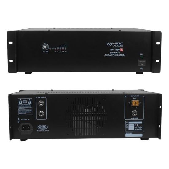 Magicvoice MV-1550 500 Watt 4-8 Ohm 100 Volt 19 Rack Hat Trafolu Power Anfi resmi