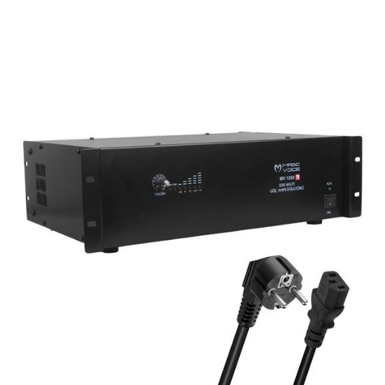 Magicvoice MV-1550 500 Watt 4-8 Ohm 100 Volt 19 Rack Hat Trafolu Power Anfi resmi
