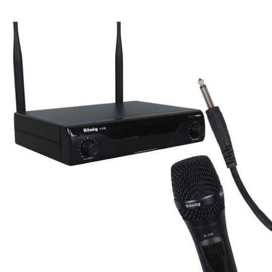 König K-700 E-E Profesyonel 663-694Mhz 2 El 2 Kanal Uhf 2x50 Kablosuz Telsiz Mikrofon resmi