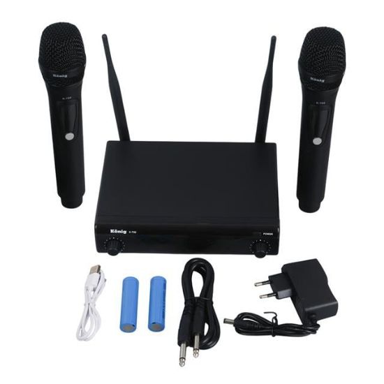 König K-700 E-E Profesyonel 663-694Mhz 2 El 2 Kanal Uhf 2x50 Kablosuz Telsiz Mikrofon resmi