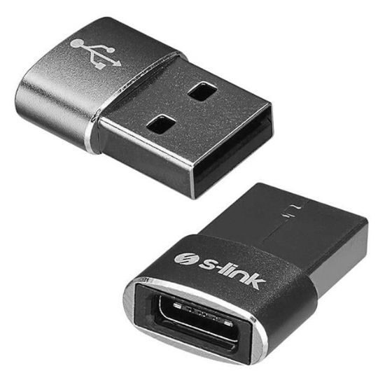 S-Link SL-TA28M Otg Çevirici TYPE-C Dişi TO USB Erkek Metal Gövdeli resmi