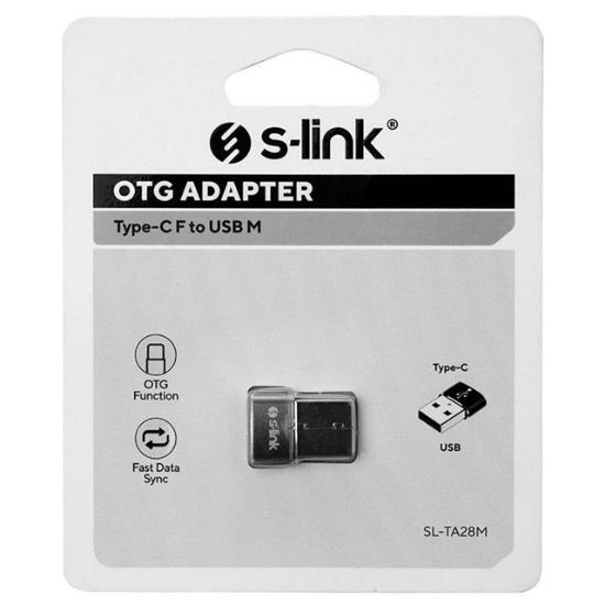S-Link SL-TA28M Otg Çevirici TYPE-C Dişi TO USB Erkek Metal Gövdeli resmi