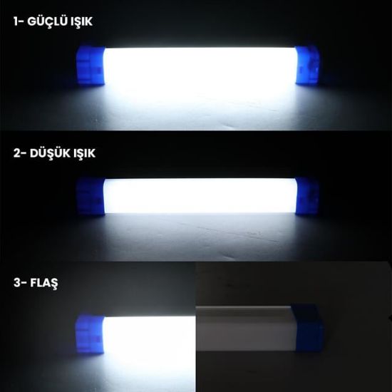 PowerMaster T515 17cm 20W Çubuk Portatif LED Işıldak Şarjlı Tüp Lamba 800mAh resmi