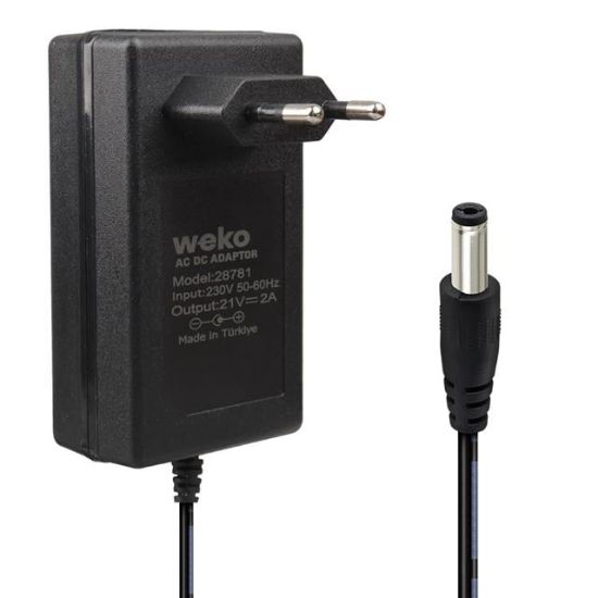 Weko 21 Volt - 2 Amper 5.5*2.5 Mm Uçlu Kırmızı Yeşil Ledli Priz Tipi Şarjlı Matkap Adaptörü resmi
