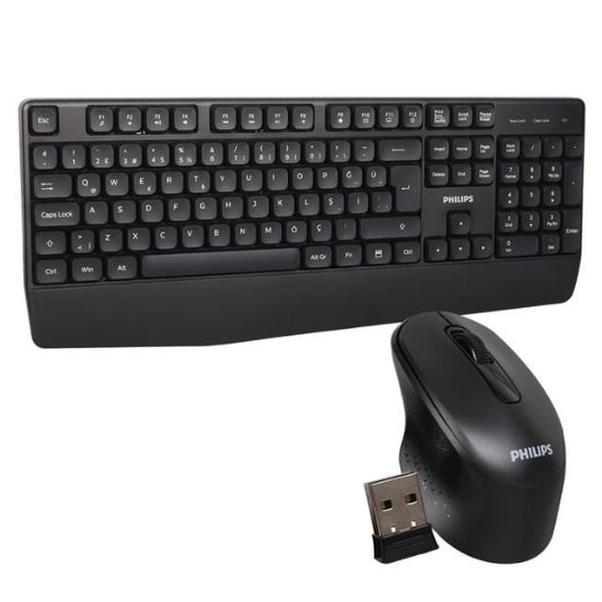 Philips SPT6348B USB Kablosuz Ofis Tipi Siyah Numpadli Türkçe Q Klavye Mouse Seti resmi