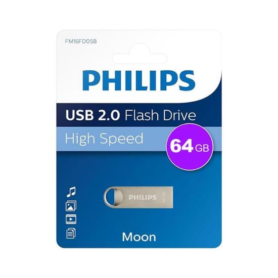 Philips FM64FD160B/00 64Gb Moon Klasik Gümüş USB 2.0 Metal Flash Bellek resmi