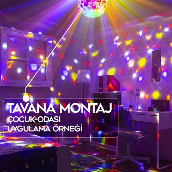 Ledx GM-0803B Sihirli Led Dönen Disko Topu Hoparlör Kablosuz USB/Mp3/Bluetooth Kumandalı 360 Derece resmi