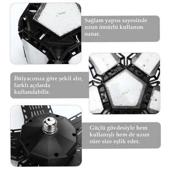 Ledx Ayarlanabilir Açılı 4 Kanatlı 108 Smd Ledli Galaxy Projektör Işığı 50W 5500 Lumen E27 32cm Çap resmi