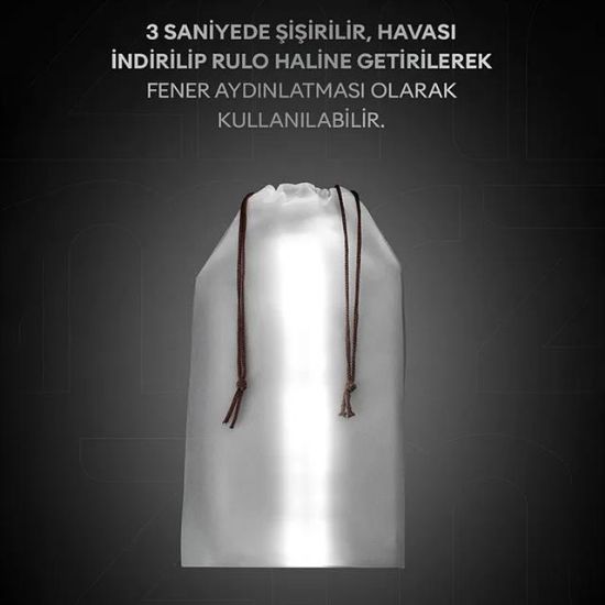 ZMR ZMR-385 Katlanır Şişirilebilir Beyaz Ledli Aydınlatma Tüpü USB Ve Güneş Enerjisi Şarjlı Armatür resmi