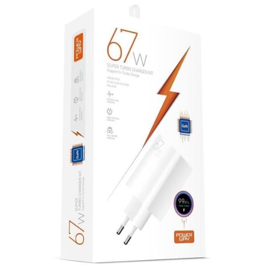 Powerway M67 Süper Turbo 67W USB-A Çıkışlı Hızlı Telefon Şarj Adaptörü (5-20V 3-25A) resmi