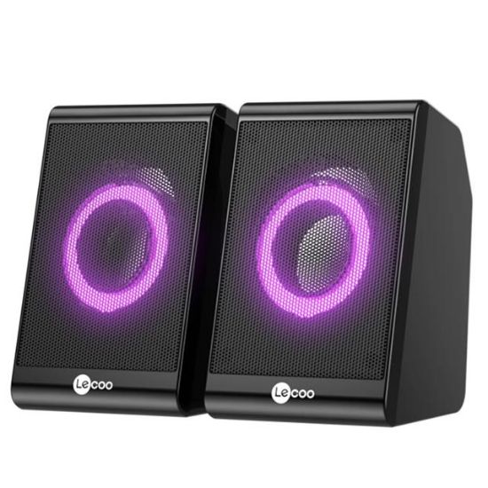 Lecoo DS100 Rgb Aydınlatmalı Kablolu Stereo Siyah 6 W Soundbar 1+1 Masaüstü Hoparlör resmi