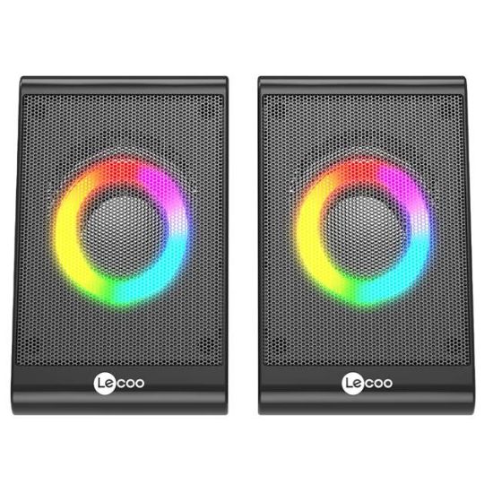 Lecoo DS100 Rgb Aydınlatmalı Kablolu Stereo Siyah 6 W Soundbar 1+1 Masaüstü Hoparlör resmi