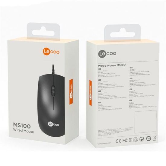 Lenovo Lecoo MS100 USB Kablolu 1000DPI Siyah Optik Mouse resmi