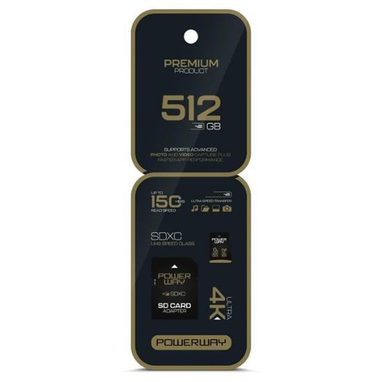 Powerway Premium 512 GB 150MB/S Ultra Hızlı 4K Destekli SDXC Hafıza Kartı resmi