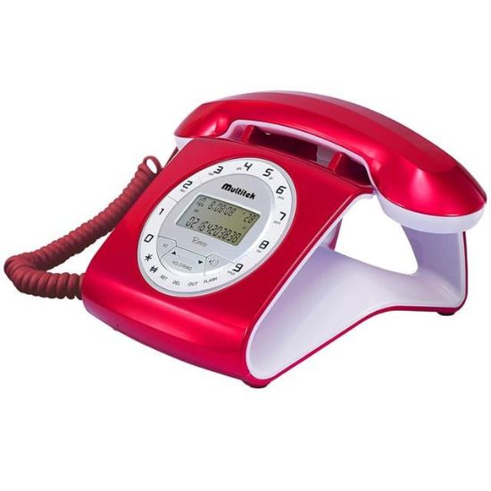 Multitek Retro CID 12 Haneli Lcd Ekran Siyah-Kırmızı Masaüstü Telefon resmi