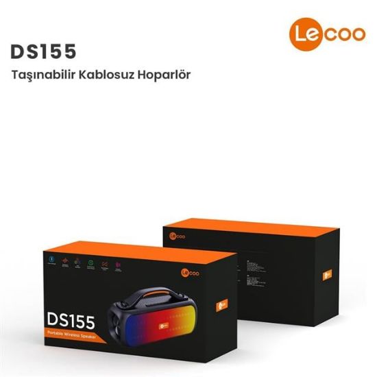 Lenovo Lecoo DS155 TWS Stereo Boombox Taşınabilir Hoparlör 30W Kablosuz Bluetooth 5.0 RGB IPX5 resmi