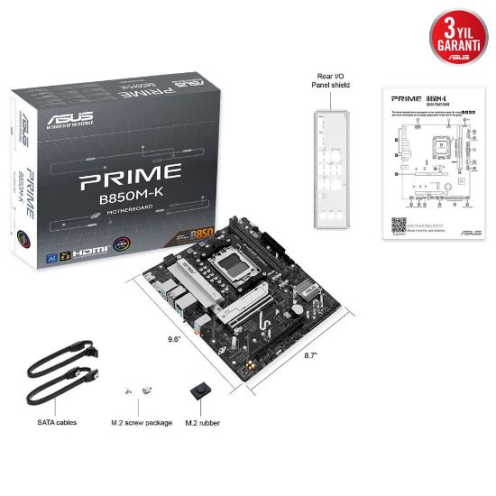 ASUS PRIME B850M-K AM5 DDR5 8400MHZ(OC) HDMI mATX ANAKART resmi