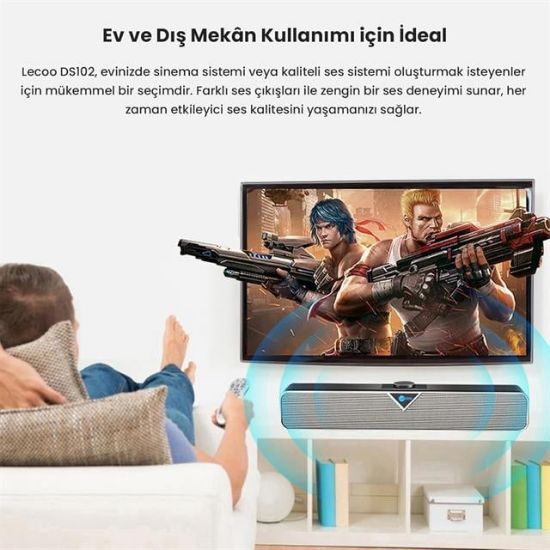Lenovo Lecoo DS102 Siyah Usb-Aux Kablolu 6 Watt Bluetooth Stereo Soundbar Speaker - Hoparlör         resmi