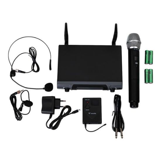 Westa WM-202HT 1 Alıcı + 1 El Mikrofonu +1 Yaka (Lavalier) Kablosuz Uhf Mikrofon Seti resmi