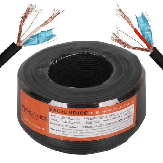 MAGICVOICE AV808 0.20MM KESİT BİTİŞİK BLENDAJLI İKİLİ 100 METRE KALIN WALKMAN KABLO (OD:8.0MM) resmi