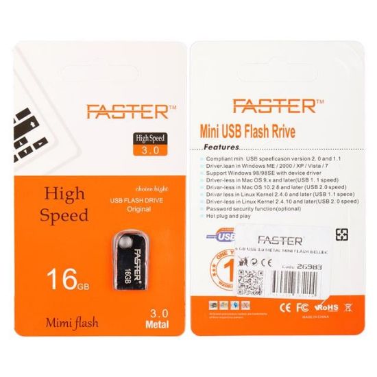 Faster 16 GB Mimi Serisi USB 3.0 Yüksek Hızlı Metal Flash Bellek resmi