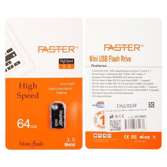 Faster 64 GB Mimi Serisi USB 3.0 Yüksek Hızlı Metal Flash Bellek resmi