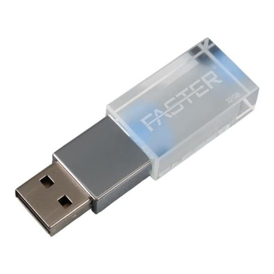 Faster 32 GB Mimi Serisi USB 3.0 Yüksek Hızlı Mavi Işıklı Metal Flash Bellek resmi