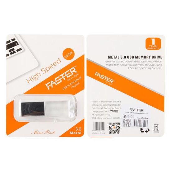 Faster 32 GB Mimi Serisi USB 3.0 Yüksek Hızlı Mavi Işıklı Metal Flash Bellek resmi