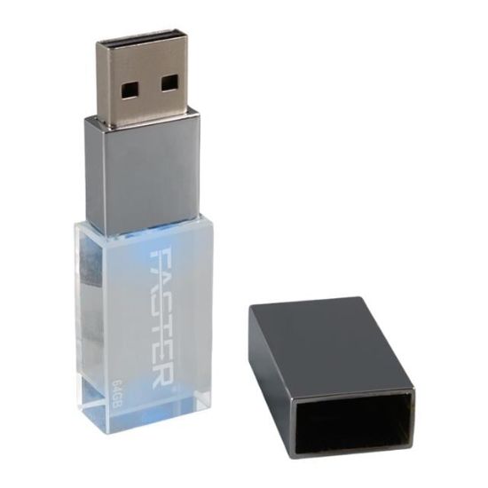 Faster 64 GB Mimi Serisi USB 3.0 Yüksek Hızlı Mavi Işıklı Metal Flash Bellek resmi