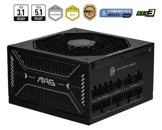MSI MAG A850GLS PCIE5 850W 80+ GOLD FULL MODÜLER resmi