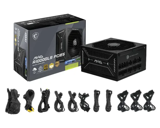 MSI MAG A1000GLS PCIE5 1000W 80+ GOLD POWER SUPPLY resmi