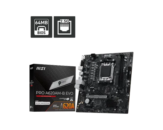 MSI PRO A620AM-B EVO AM5 DDR5 6800(OC) ANAKART resmi