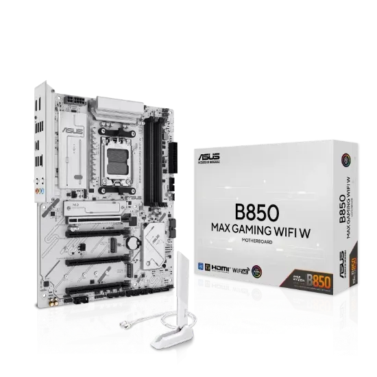 ASUS B850 MAX GAMING WIFI 7 AMD AM5 DDR5 ANAKART BEYAZ resmi