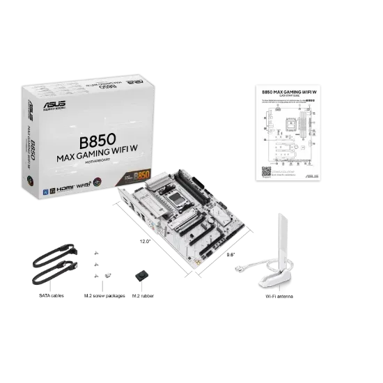 ASUS B850 MAX GAMING WIFI 7 AMD AM5 DDR5 ANAKART BEYAZ resmi
