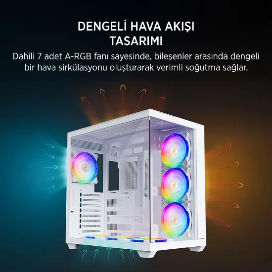 JAMES DONKEY STARK S801 7X ARGB 650W GAMING CASE WHITE resmi