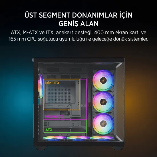 JAMES DONKEY STARK S801 7X ARGB 650W GAMING CASE BLACK resmi