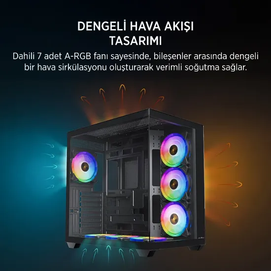 JAMES DONKEY STARK S801 7X ARGB 650W GAMING CASE BLACK resmi