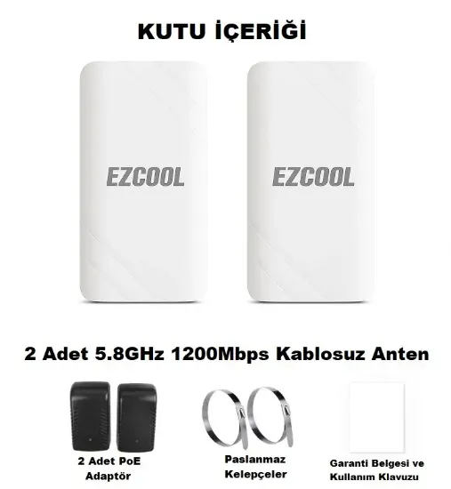 EZCOOL EZ-W580AN DIŞ ORTAM (5.8GHz 1200Mbps 1KM) ACCESS POİNT resmi