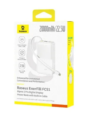 BASEUS ENERFILL FC51 BIPOW2 PRO 10000 22.5W BEYAZ resmi