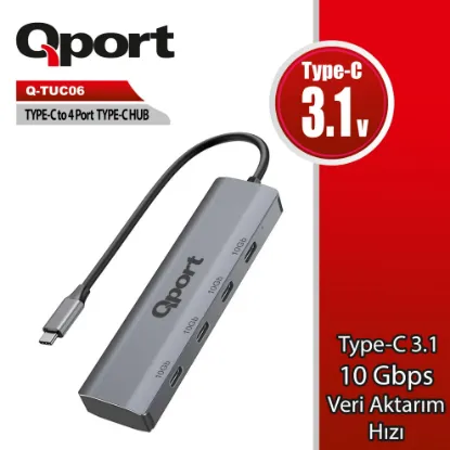 QPORT Q-TUC06 TYPE-C TO 4 PORT TYPE-C COKLAYICI resmi